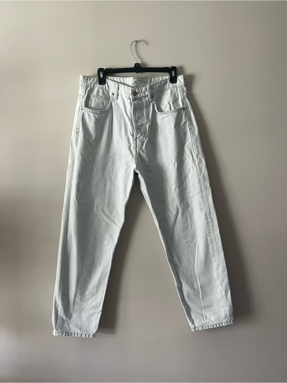 Zara Man Carolo Crop Tapered Trouser Jeans Button Fly Faint Blue 31